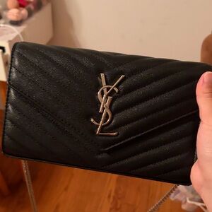 Yves Saint Laurent Black Chevron Leather Clutch